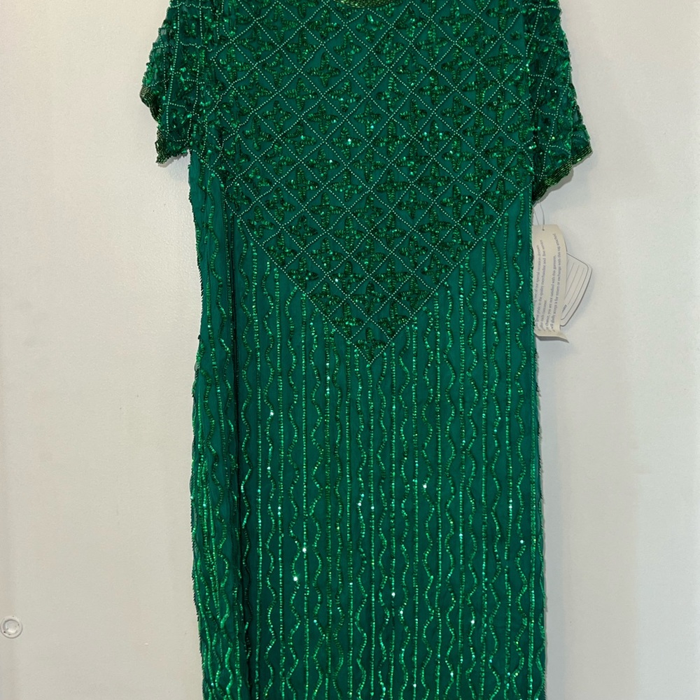Vintage Sweelo Green Beaded formal Dress